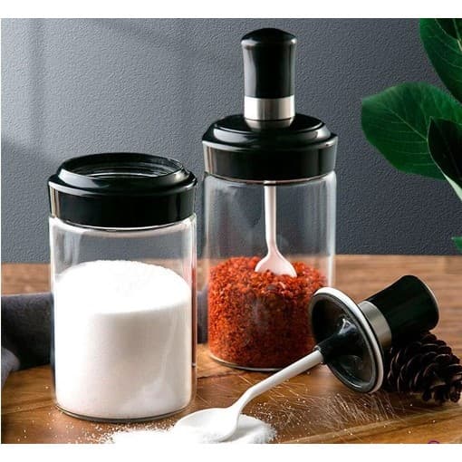 Pote De Vidro Com Colher Para Temperos Açúcar 260 Ml
