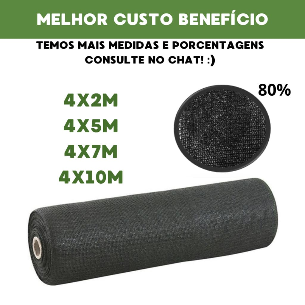 Tela Sombrite Sombreamento 80% Para Horta Jardim Estufa Orquidário Pergolado Piscina Até 12m