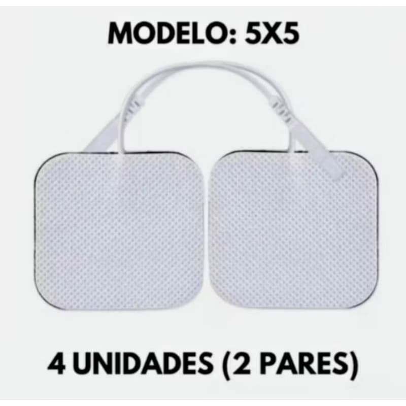 4 Eletrodos TENS/FES 5x5 Plug com gel Auto Adesivo Fisioterapia eletroestimulação Massagem Recuperação.