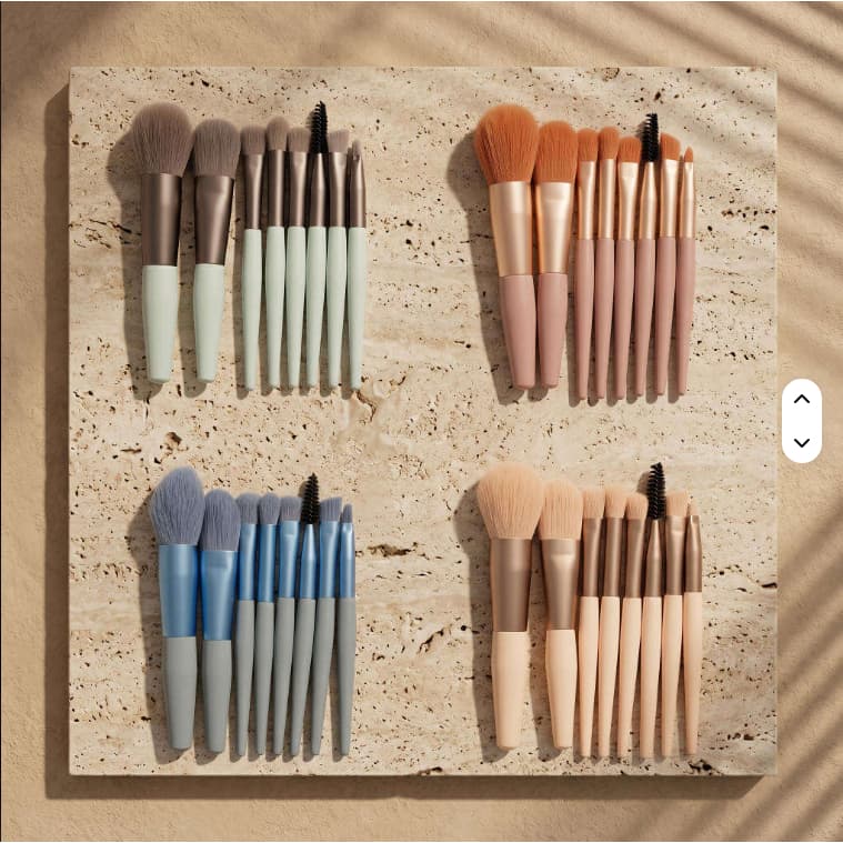 Mini Pincel de Maquiagem Kit 8 Peças Moderno Pratico Para Dia Dia