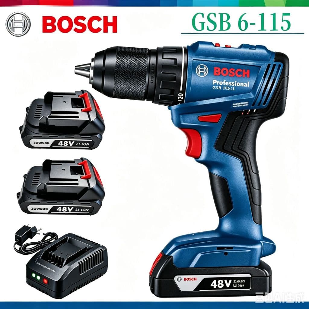 Bosch GSB 6-115 Parafusadeira e Furadeira de Impacto Reversível com 2 Bateria 48v e Maleta Broca