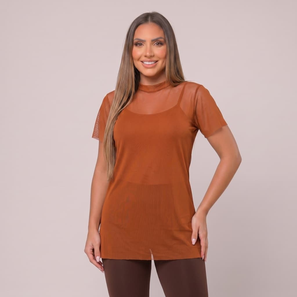 Blusão Blusa Feminina de Tule Transparente com Manga Roupa de academia Moda fitness regata de tule para treino