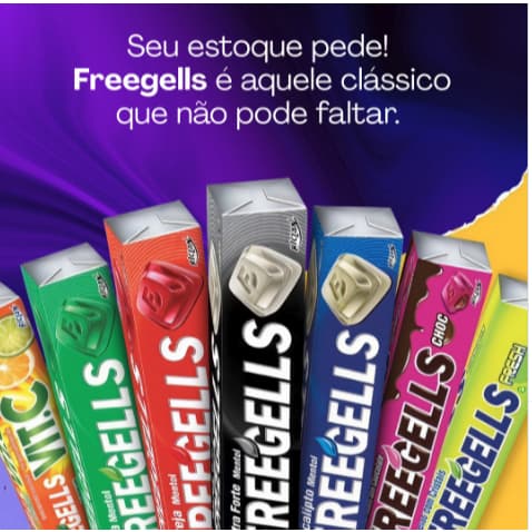 Freegells Display com 12 Unidades Bala Refrescante