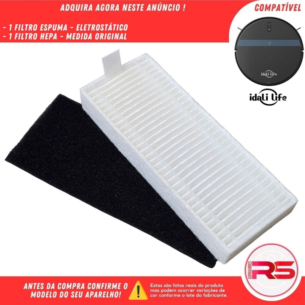 Filtro Hepa Espuma Eletrostática Para Robô Aspirador IDALI LIFE V3S PRO DF-ILRO066