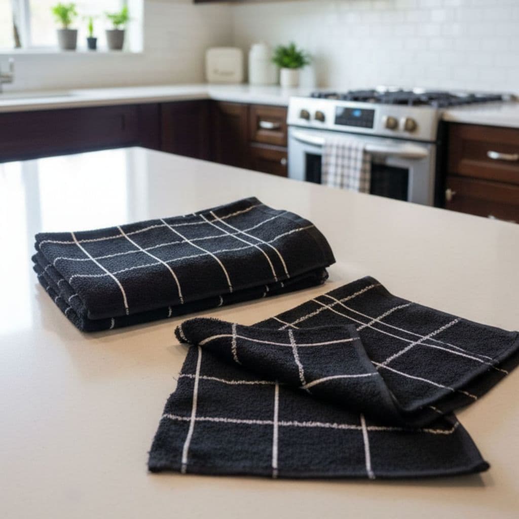 Kit 5 Panos de Prato Atoalhado Preto Felpudo Premium – 100% Algodão