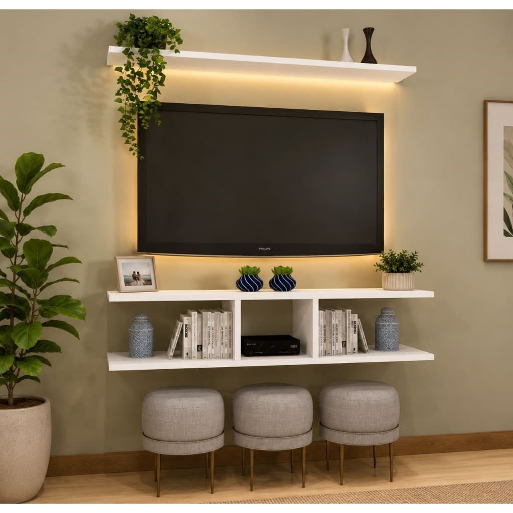 Rack para Tv Suspensa Grande Prateleira H 90