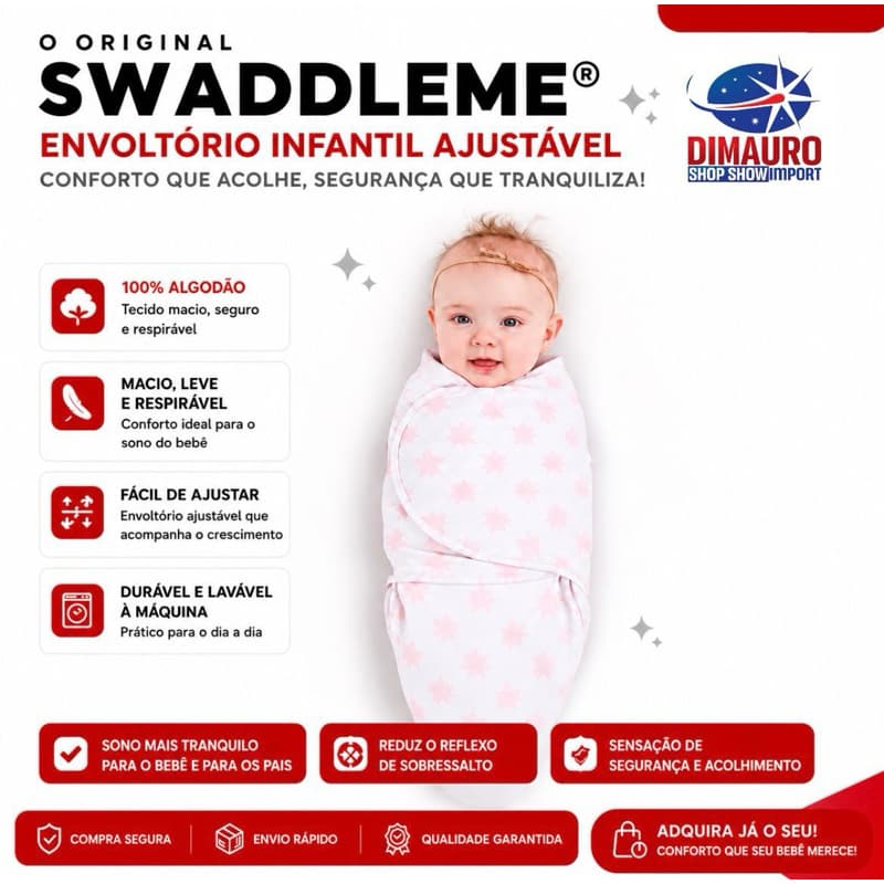 Cueiro SwaddleMe Original Envoltorio Infantil Ajustavel Bebe