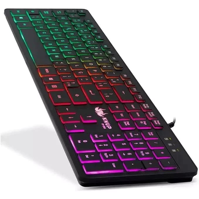Teclado Gamer Knup kp-2060 Qwerty Português Brasil Cor Preto Com Luz RGB