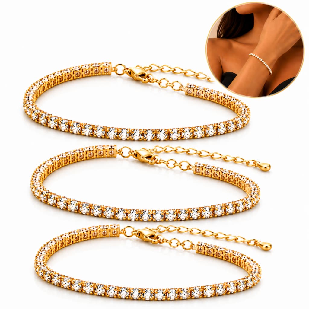 Pulseira Feminina Riviera Cravejada Zircônia Banhado Luxo