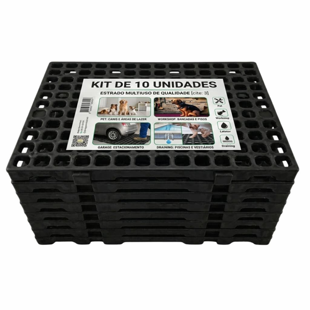 Kit 10 Peças Palete Pallet Estrado Piso Plastico 19cm x 24cm - Menplast