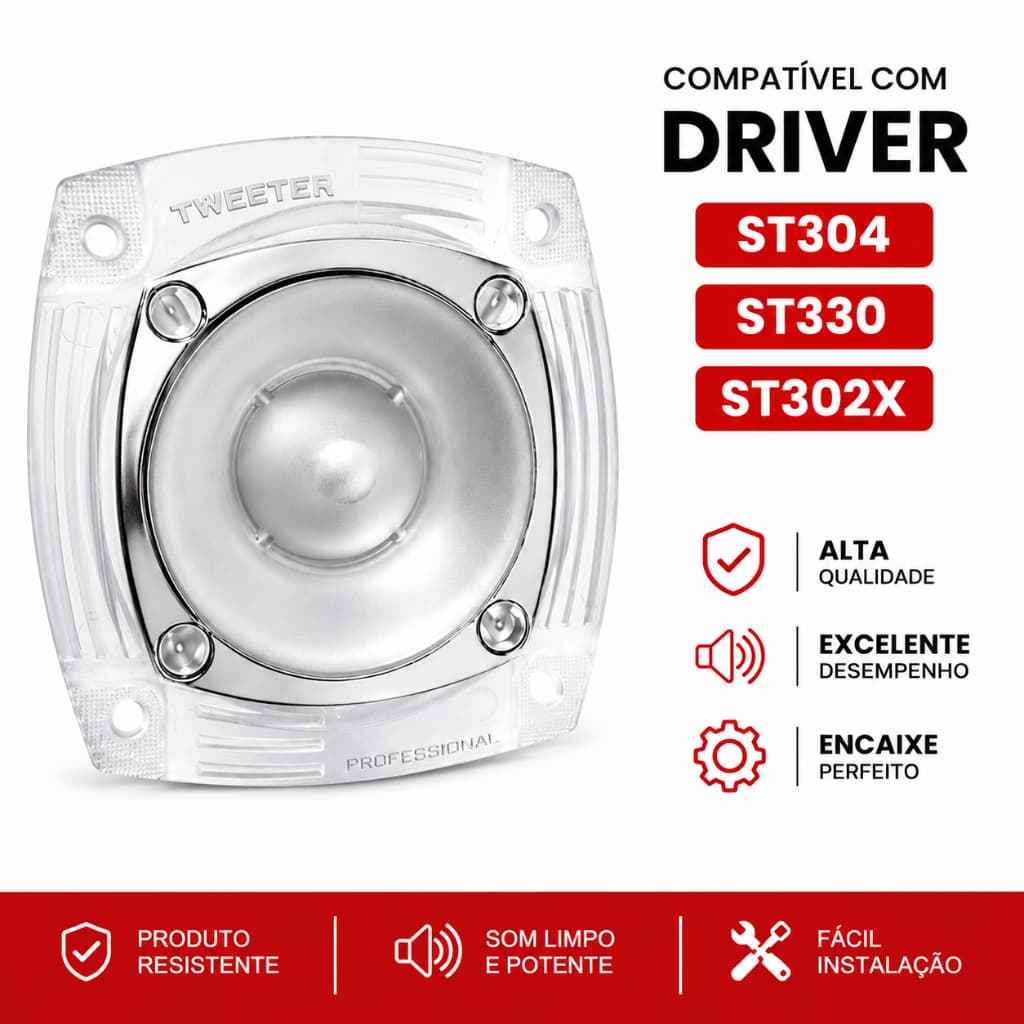 Carcaça Transparente De Reposição Tweeter St304 St330 Som Automotivo Caixa Trio Som Residencial