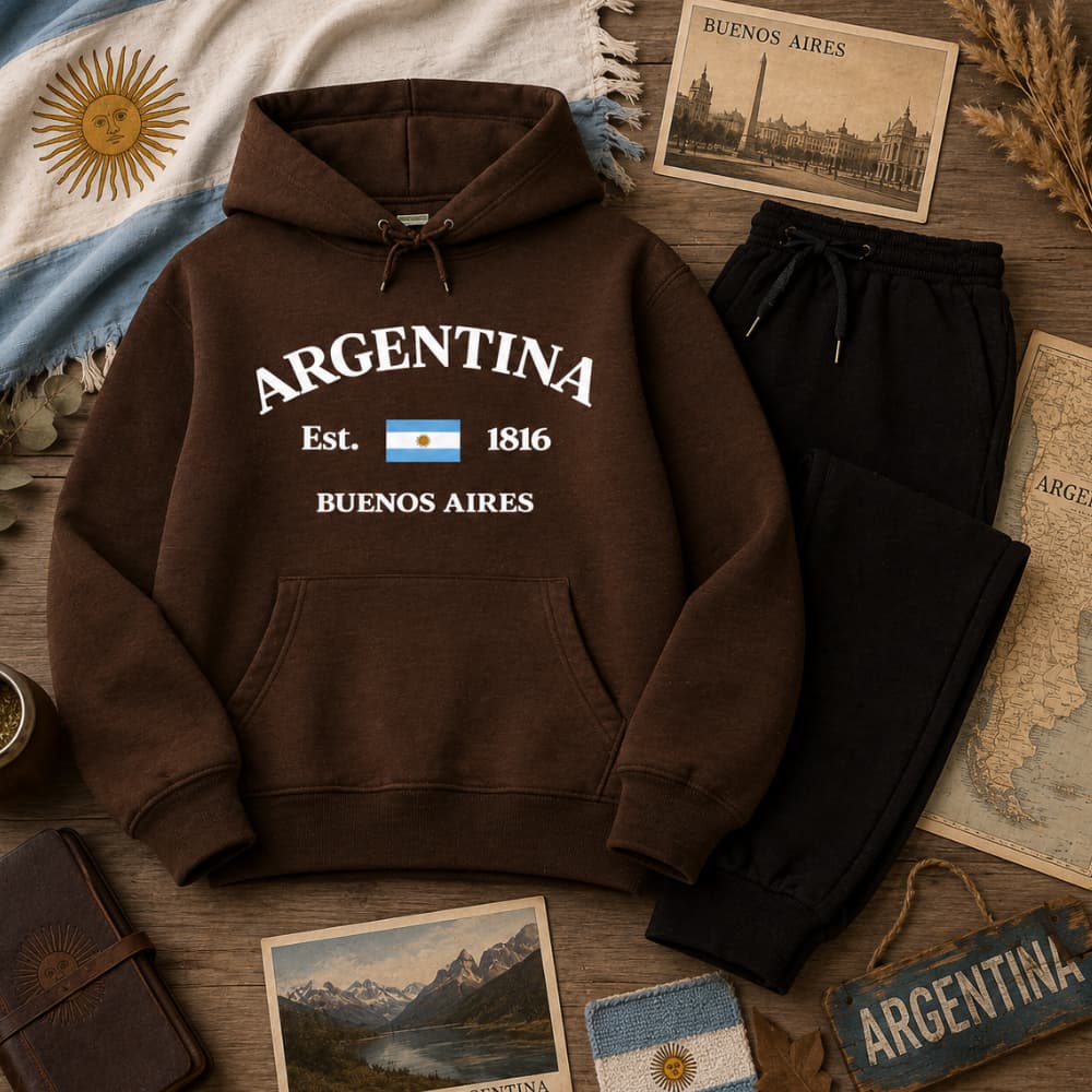 Conjunto Infantil Argentina Buenos Aires Moletom Canguru Flanelado Grosso Moda Inverno