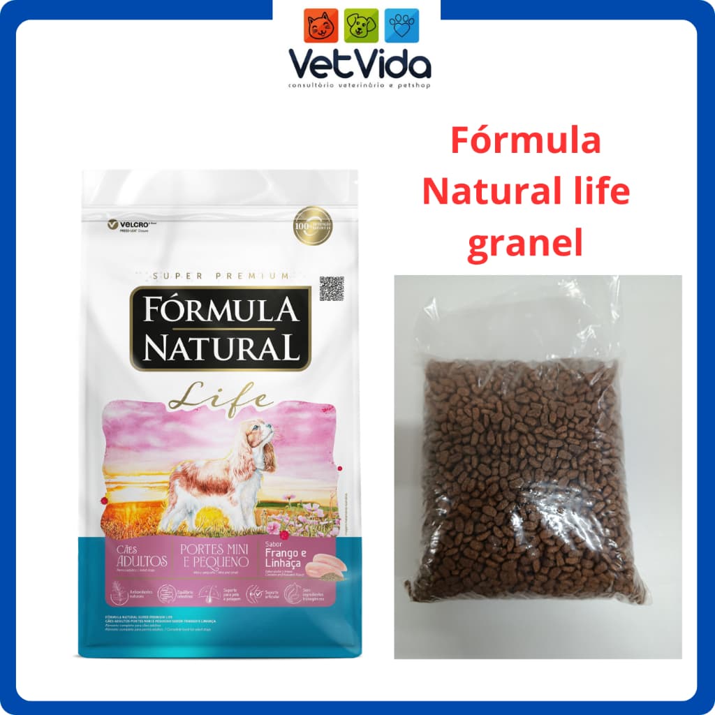 Ração Fórmula Natural life mini e pequeno adulto à granel.