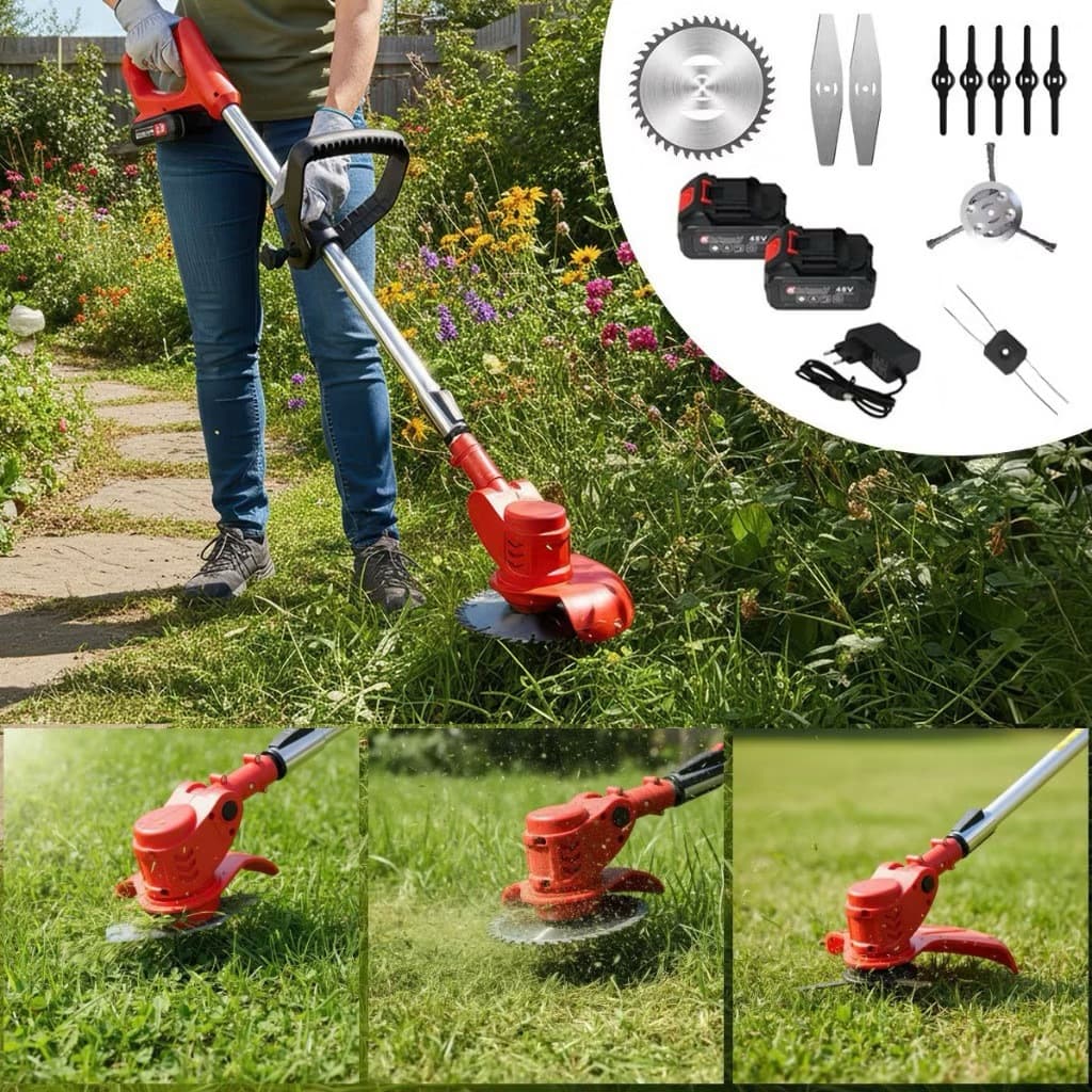 Aparador Cortador de Grama a Bateria Portatil 1580w Bipartido Multifunção Completo 48v