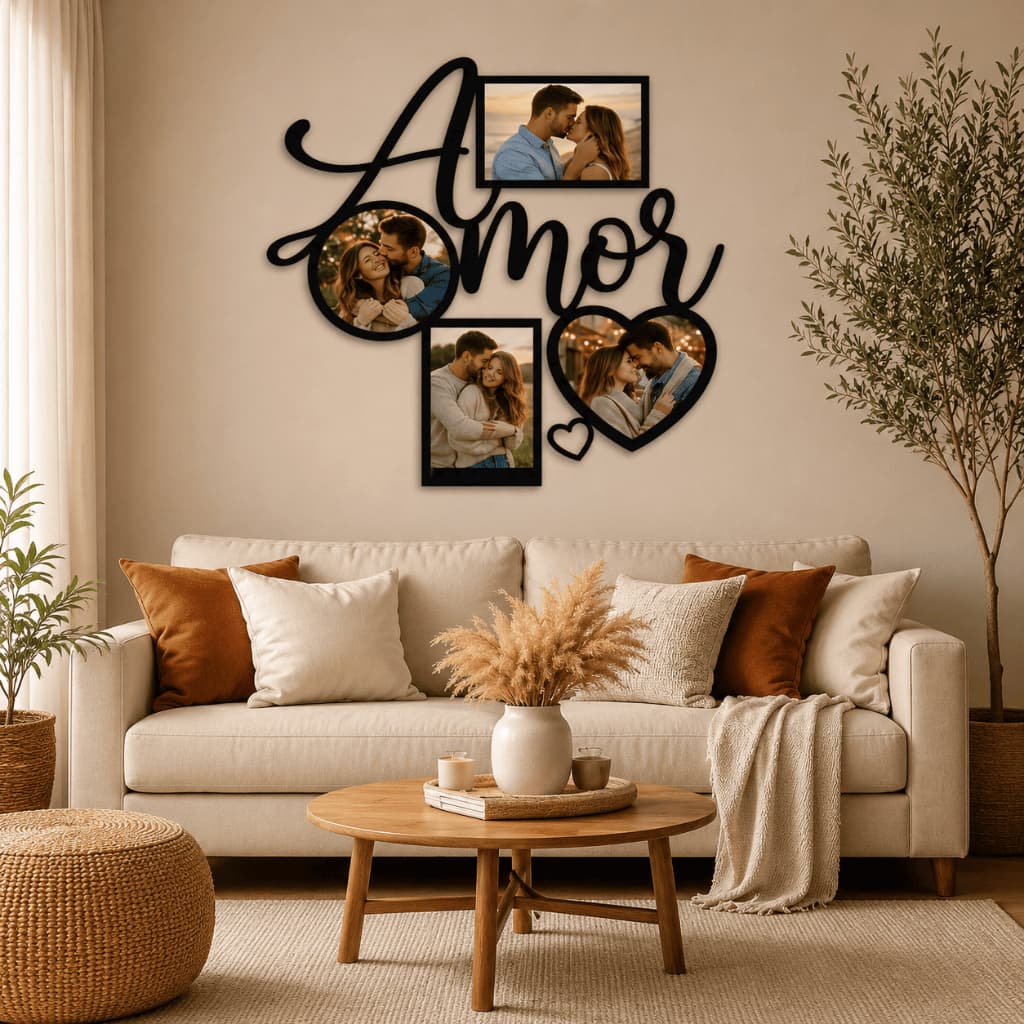 Quadro Decorativo Porta Fotos em MDF – Ideal para Sala, Família e Presentes Especiais