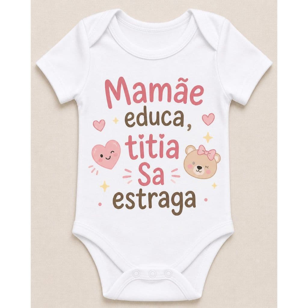 Body Bebê Personalizado Mamãe Educa Titio Estraga/ody Divertido Bebê Titio Estraga Personalizado/Body Bebê Personalizado