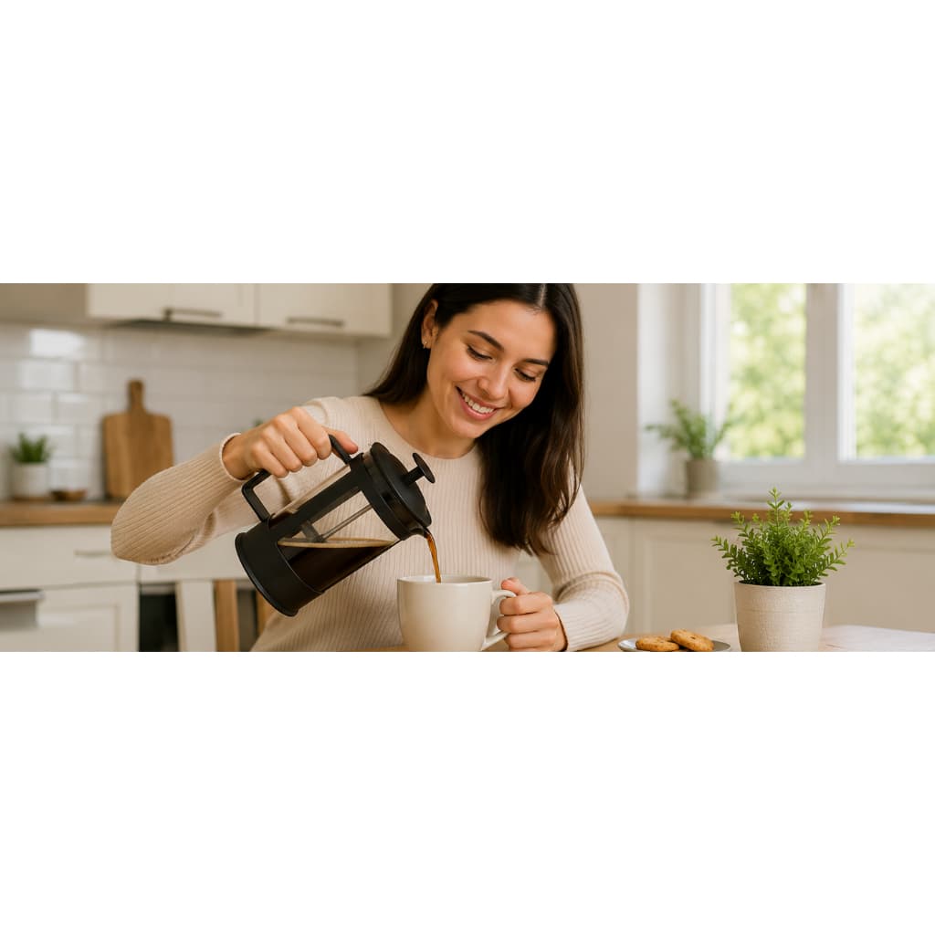 Cafeteira Francesa Capacidade 600ml Design Elegante Preta Café Fresco Aromático