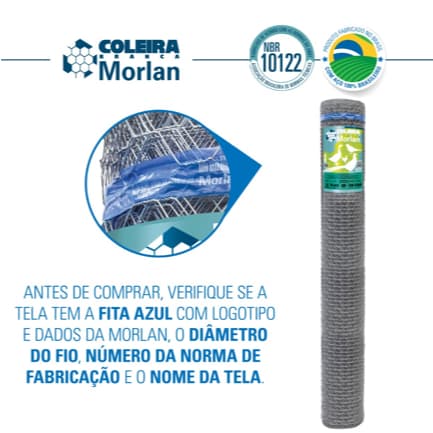 Tela Coleira Branca Morlan para Galinheiro 2" 23x1,50x50m
