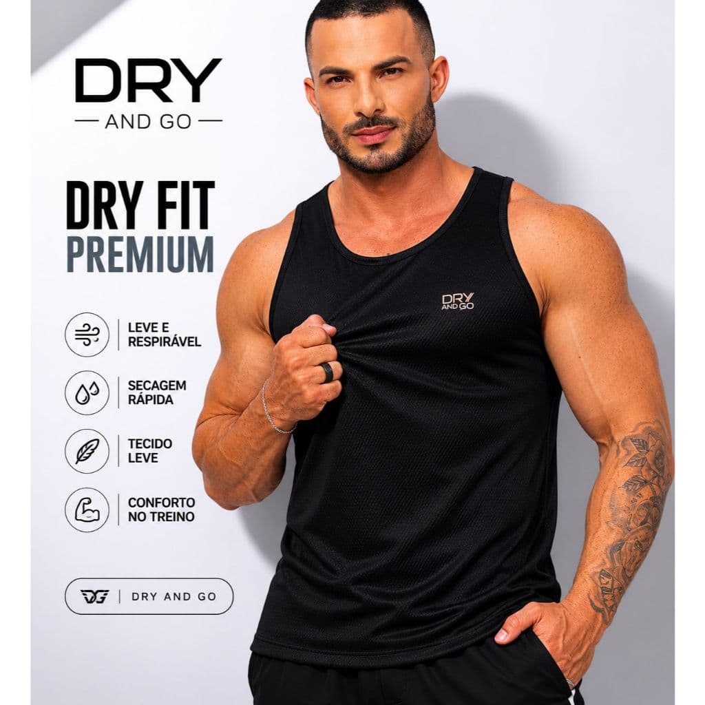 Regata Masculina Premium Dry Fit Leve Academia Treino
