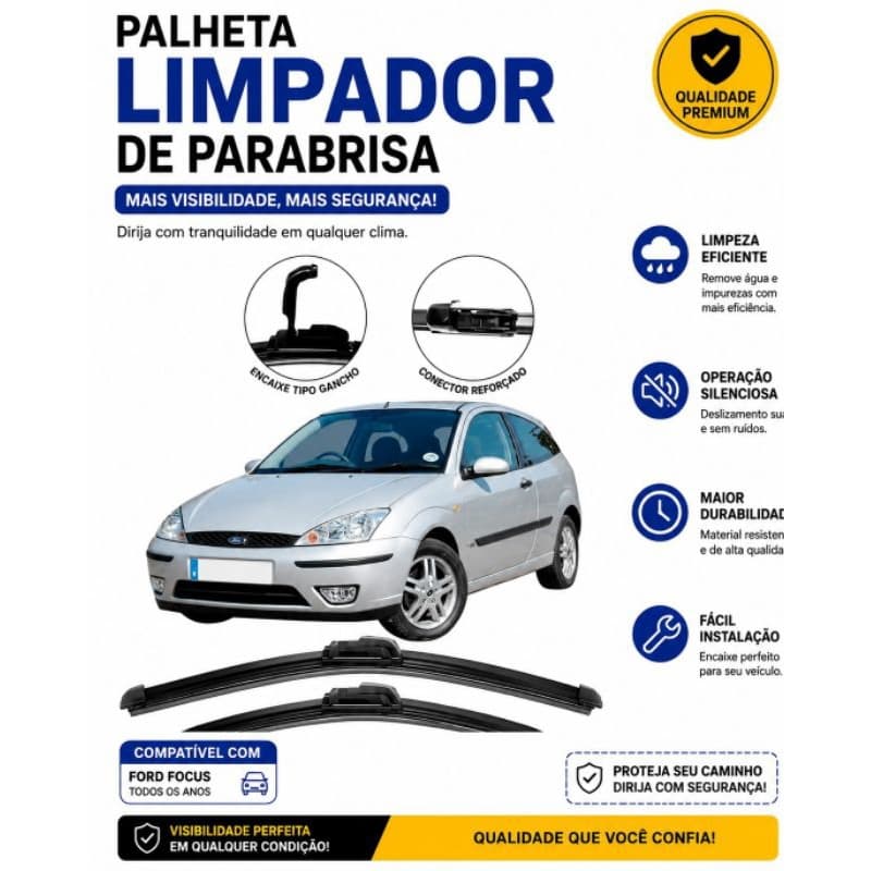 Par de Palheta para Limpador de Parabrisa Dianteiro do Focus 2000 Até 2007