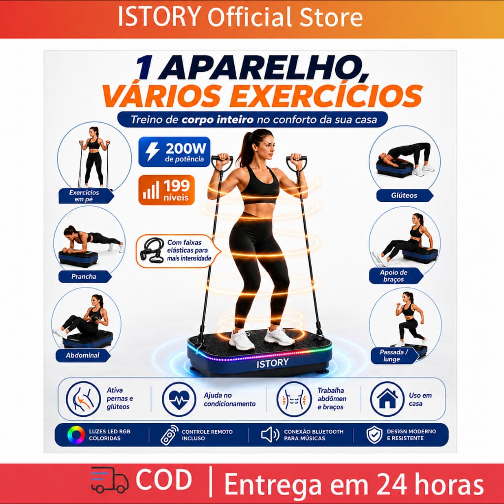 【ISTORY】Plataforma Vibratória Slim Bivolt 110V/220V 200W Aparelho Fitness Em Casa