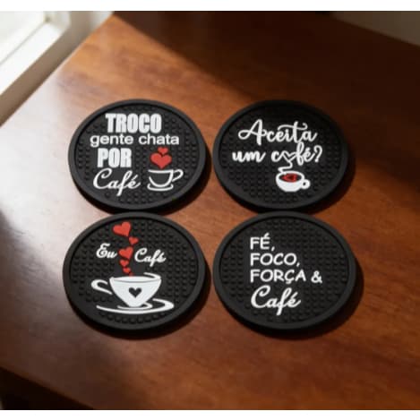 Kit 4 Porta Copos Bolacha Barmat Descanso de copo para Mesa Bar Balcao Suor Café Chá Chocolate