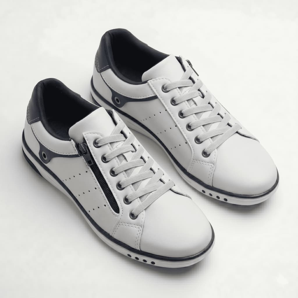 Sapatenis Masculino Branco Gelo Star Fox Ziper e Cadarço Calce Casual