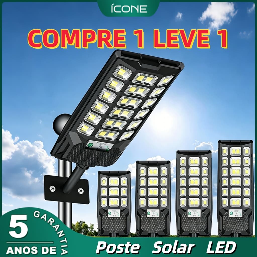Luminária LED Solar 2026 Novo IP66 Sensor Luz Forte Parede Externo Econômica e Resistente