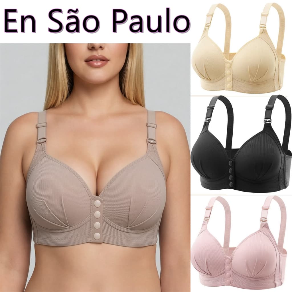 Novo Botão Frontal Sutião Sem Fio Push up Plus Size Roupa Interior Accessary Peito Copa Fino Colete Estilo