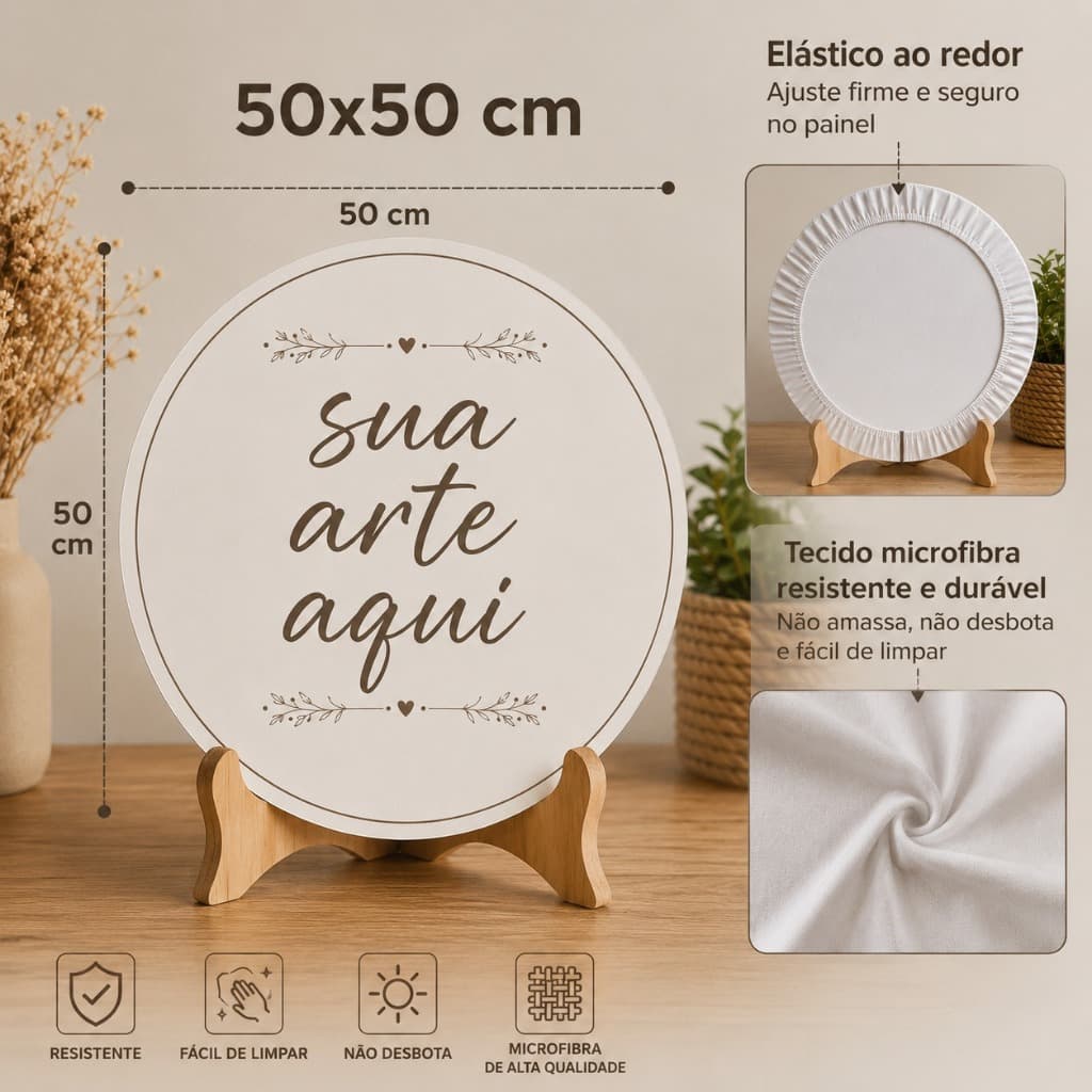 Painel de Mesa Redondo 50x50 cm – Personalizado - Festas, Aniversários, Comemorações
