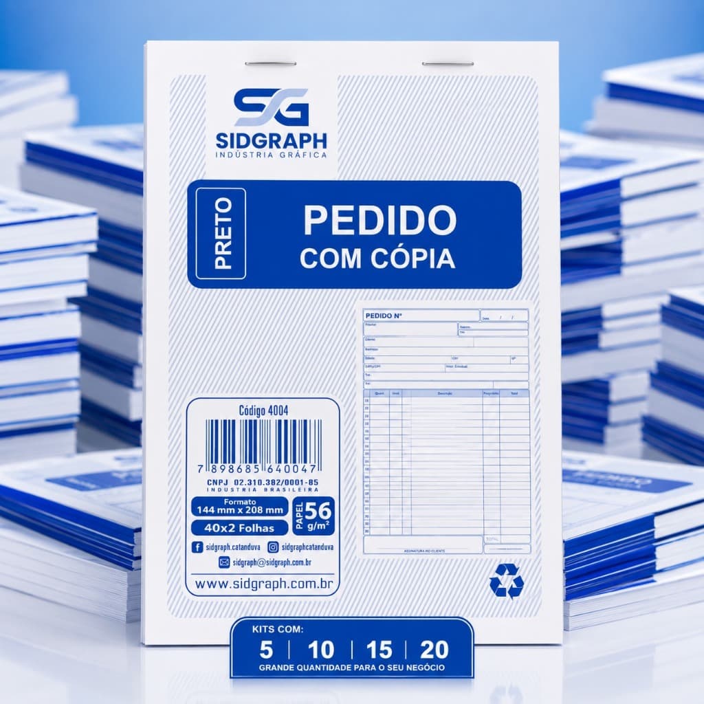 Kit Talão Pedido Com Cópia Empresas Vendas Controle Comercial 40x2 Folhas Carbono