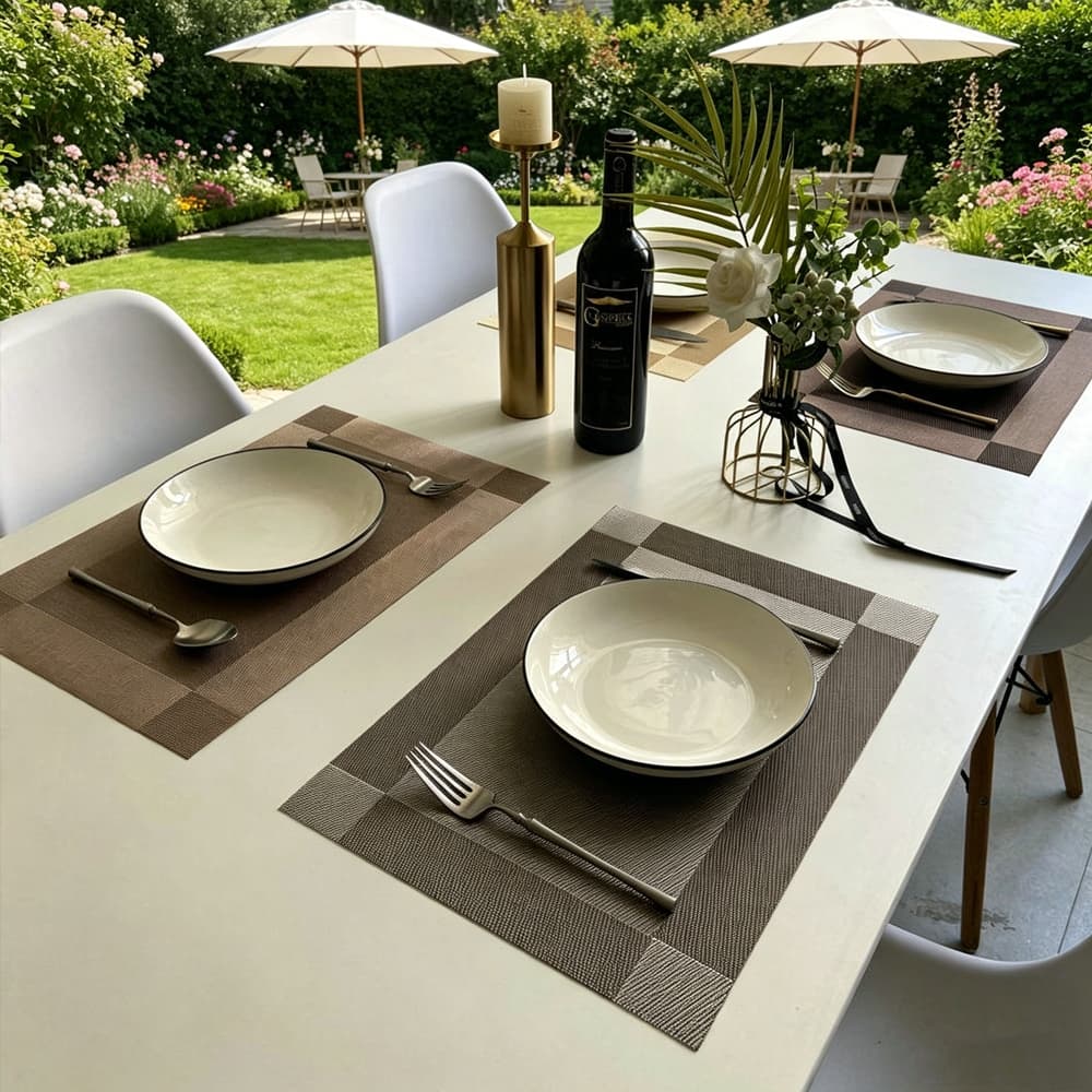Kit 5 Tapetes de Mesa para Jantar Ocidental, Isolante Térmico e Fácil de Limpar, Corte a Quente