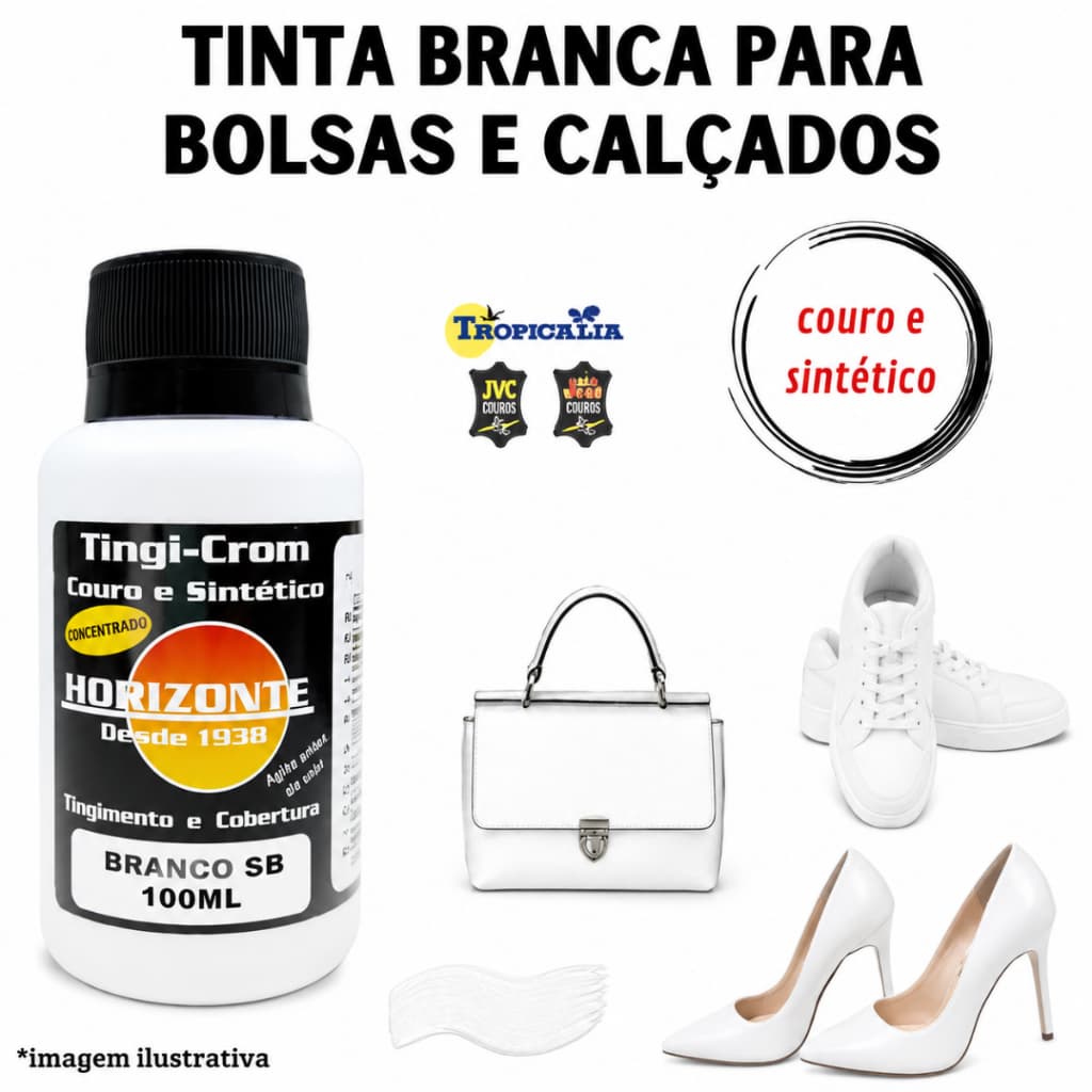 Tinta branca couro e sintético Horizonte 100ml Semi brilho