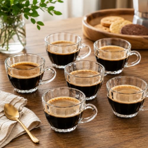 Kit 6 Xícaras de Café 90ml Vidro Transparente Canelatta Lyor Espresso