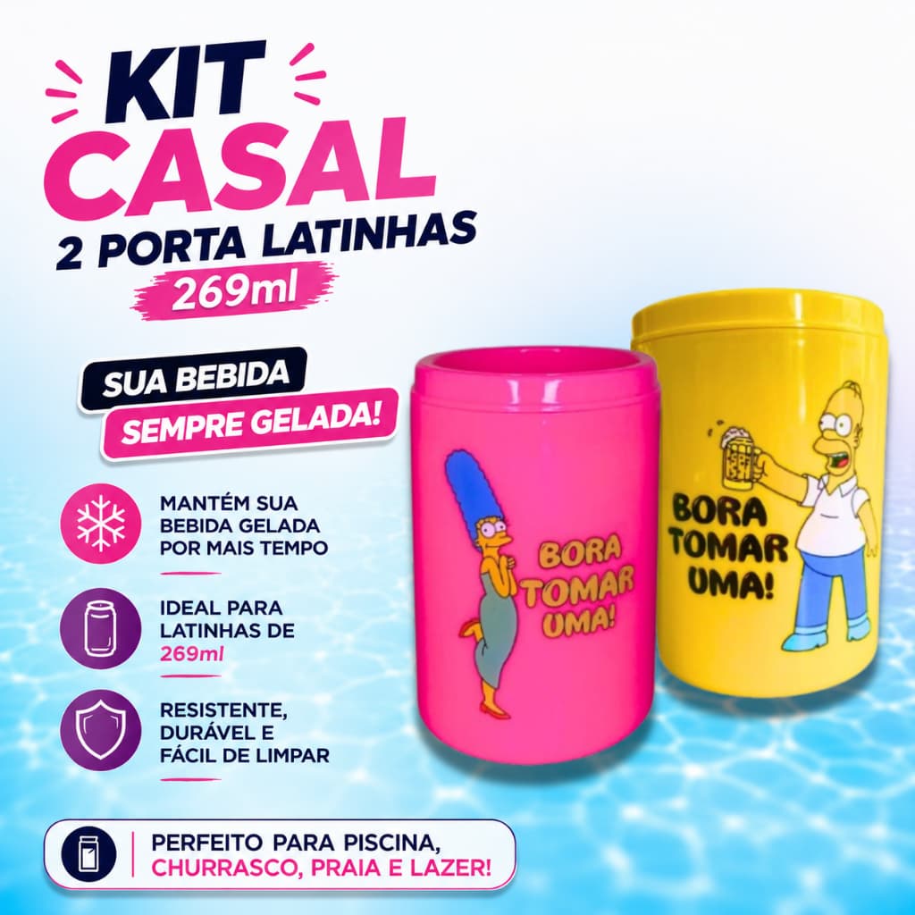 Kit Casal Porta Lata 269ml Suporte Cerveja Térmico Chopp Gelada Personalizados