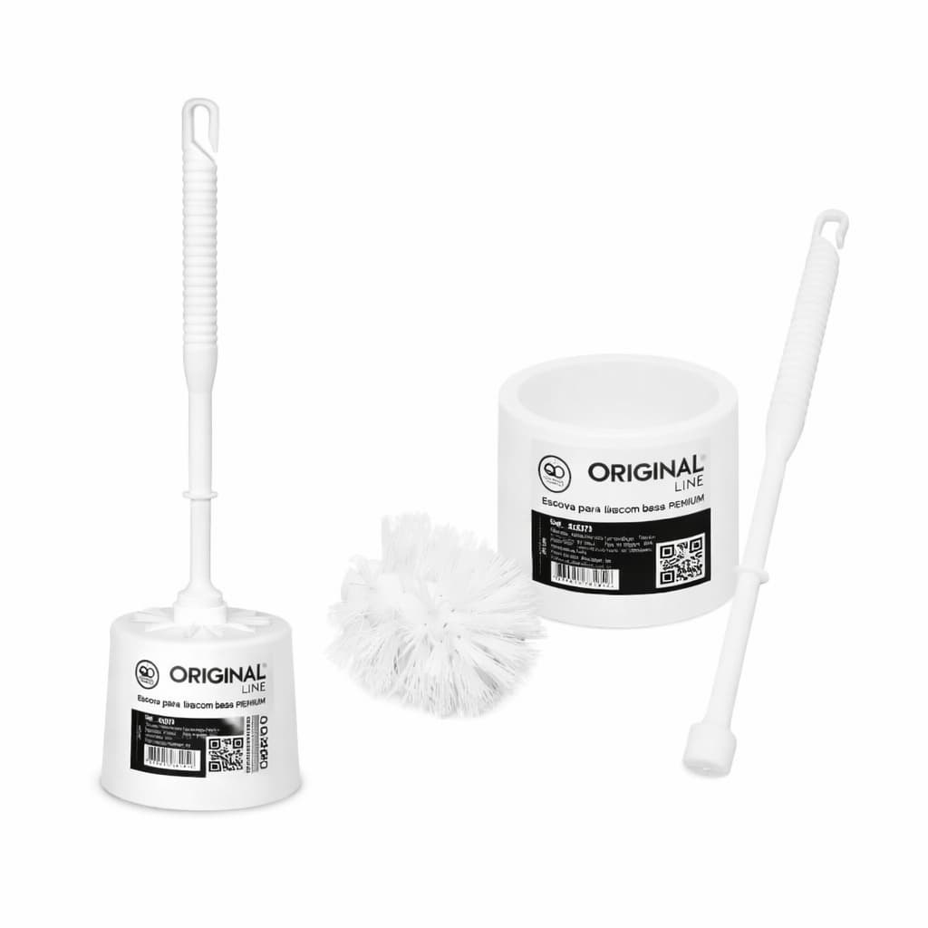 Escova Sanitária com Suporte Plástico Branca 30cm – Praticidade para o Banheiro original