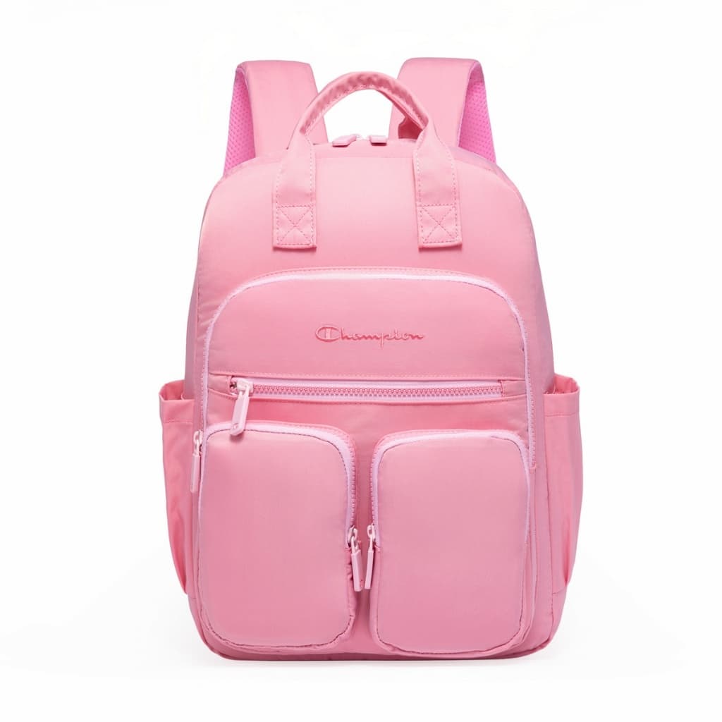 Champion Mochila feminina cor-de-rosa design de vários bolsos e grande capacidade ideal para viagens e para estudantes