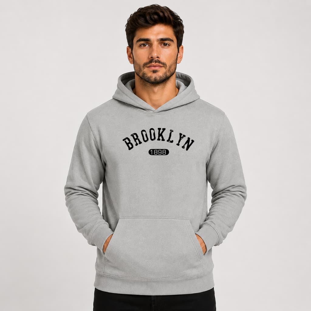 Moletom Canguru Masculino Estampado Brooklyn Casual Blusa 100% Algodão Estilosa