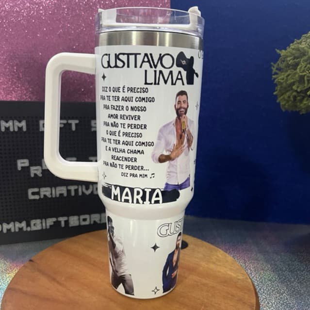 Copo Térmico Personalizado Com NOME Gustavo Lima 1200ml Garrafa térmica Personalizada Com Nome Gustavo Lima 1200ml