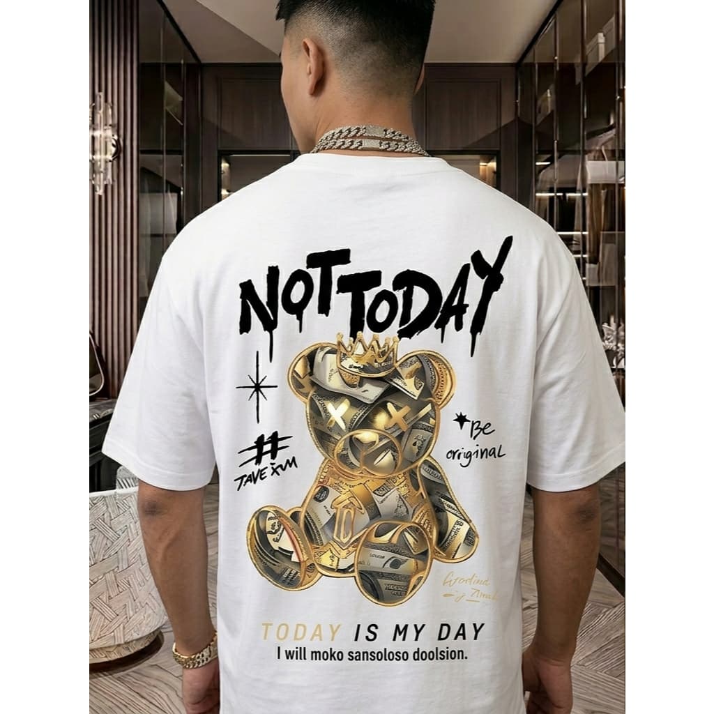 Camisa Masculina Algodão Streetwear Urso  Moda Urbana Premium