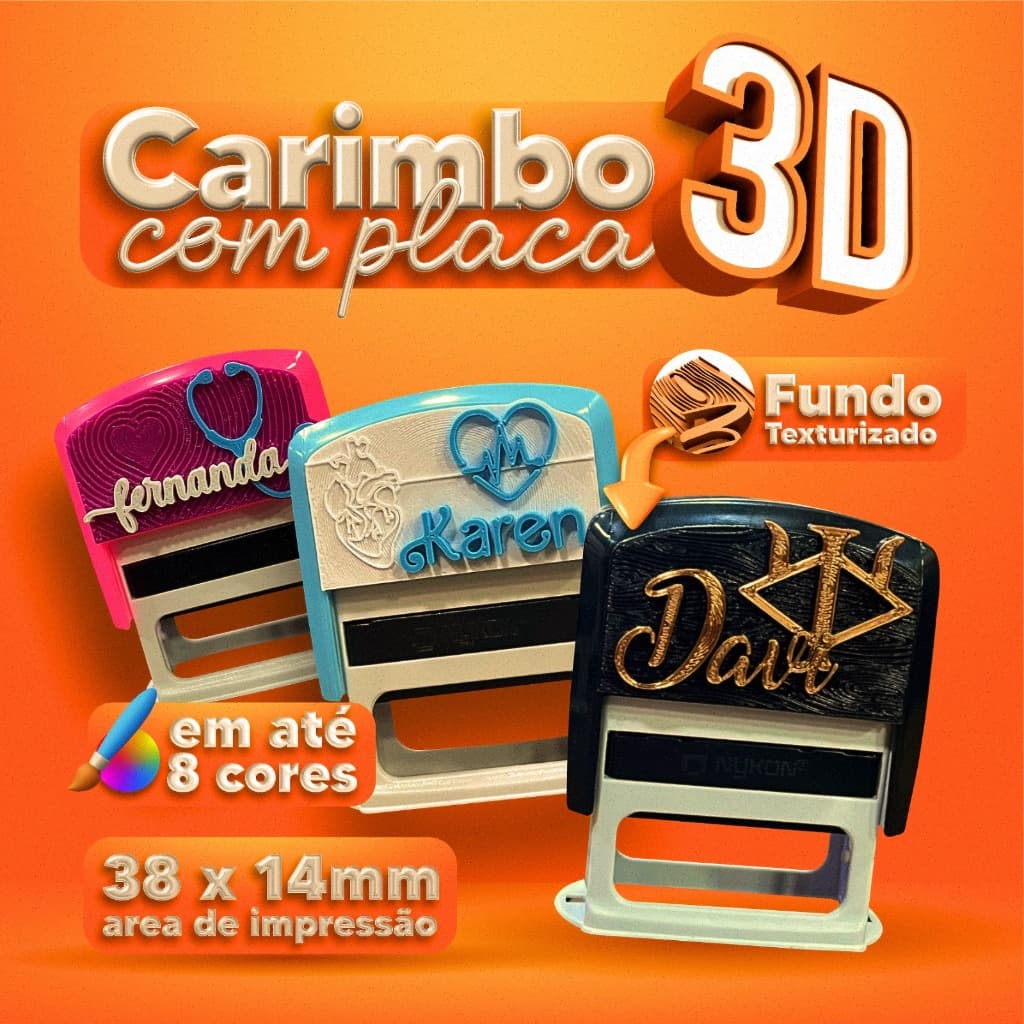 Carimbo Personalizado 3D – 3 Modelos a escolher - Feito com Material Biodegradável