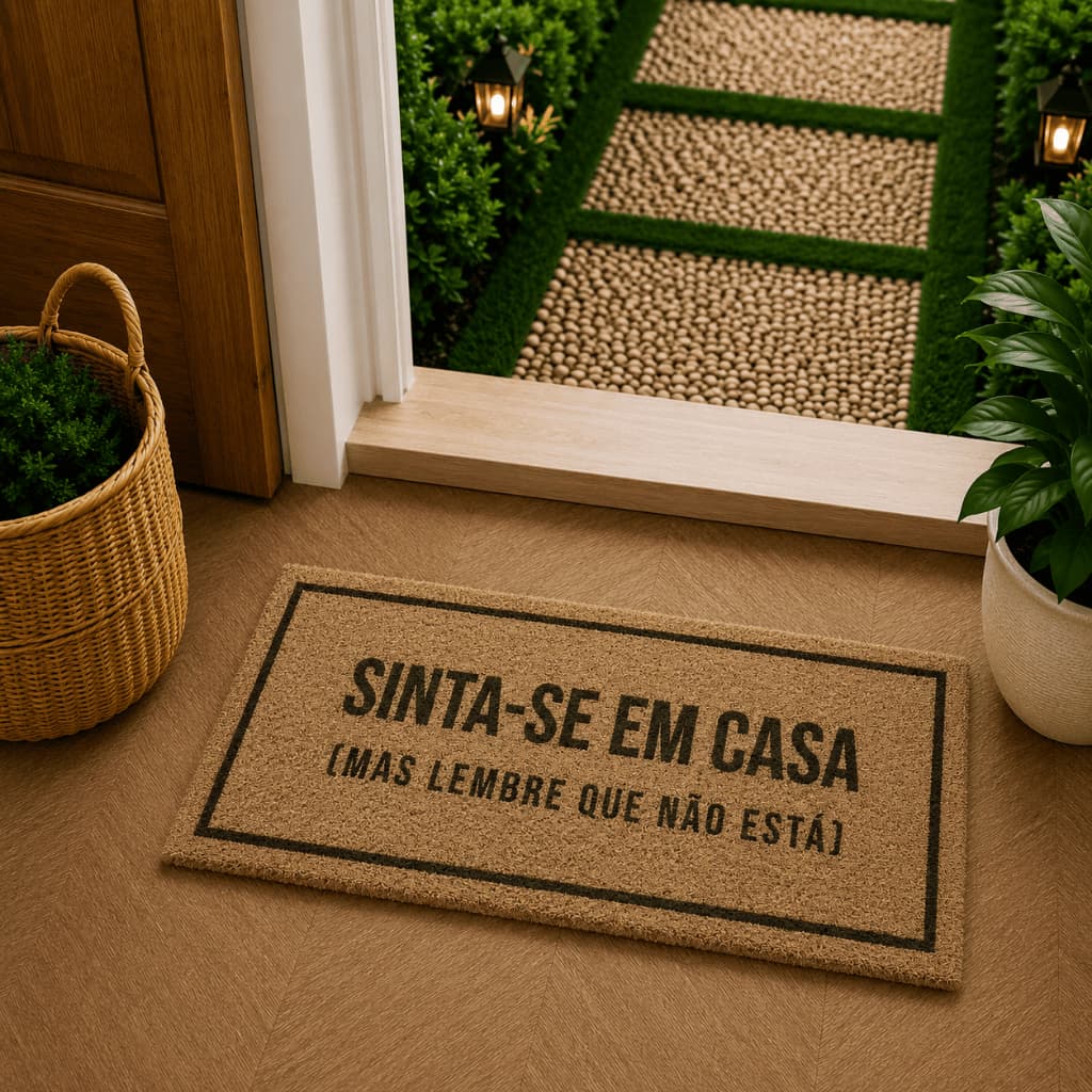 Tapete Porta Entrada Casa Capacho Vinil Sinta-se em Casa Kapazi Antiderrapante 30x70cm