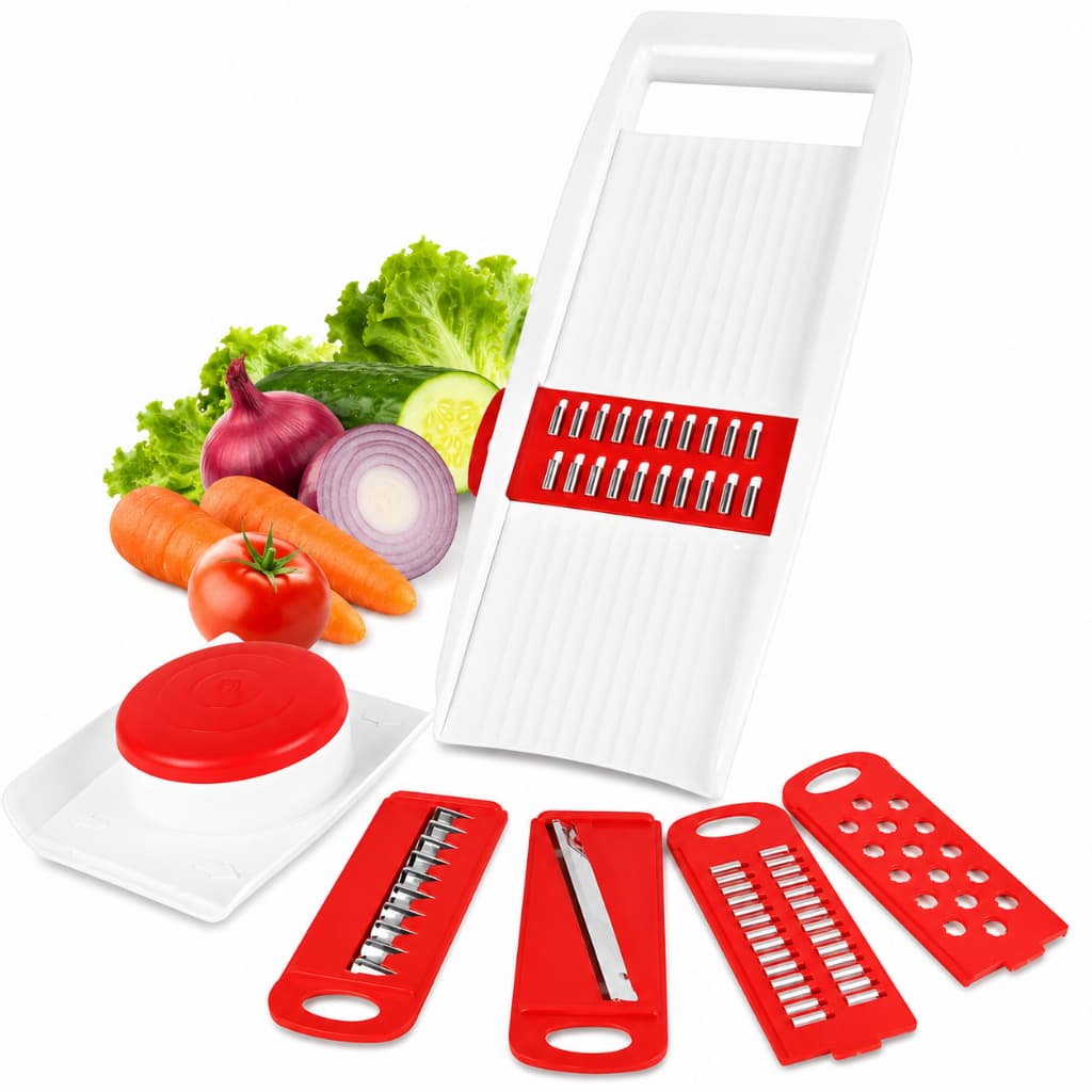 Cortador 5 Lâminas Diferentes Mandolin Multi Fatiador Ralador Com Travas Legumes Frutas Verduras