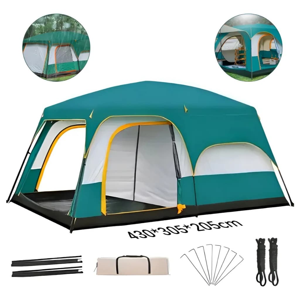 Barraca Camping Acampamento 12-16 Pessoas Grande Varanda 430x305x205cm Impermeavel Luxe Tenda Familiar Para Várias Espec