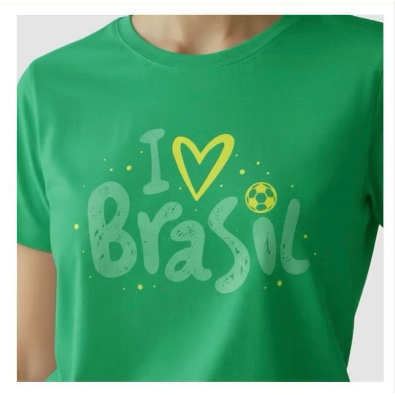 Blusa Camiseta Brasil Verde | I S2 Brasil - Inglês | Eu Amo O Brasil | P, M e G | 100% Algodão