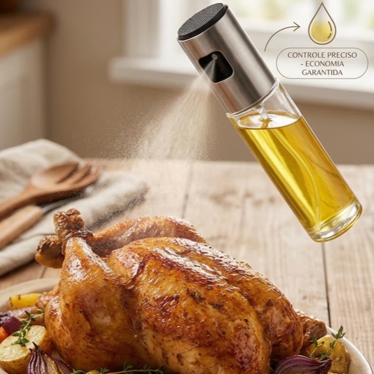 Borrifador Spray 100mL para Azeite Vinagre Óleo - Pulverizador de Cozinha, Controle de Dosagem