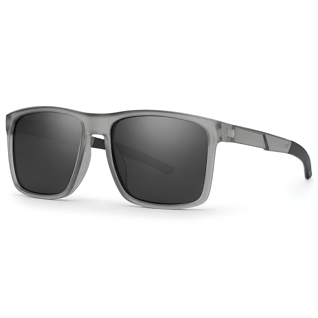 Óculos de Sol Masculino Polarizado Proteção UV400 Quadrado Armação Cinza Village Heaven 6264