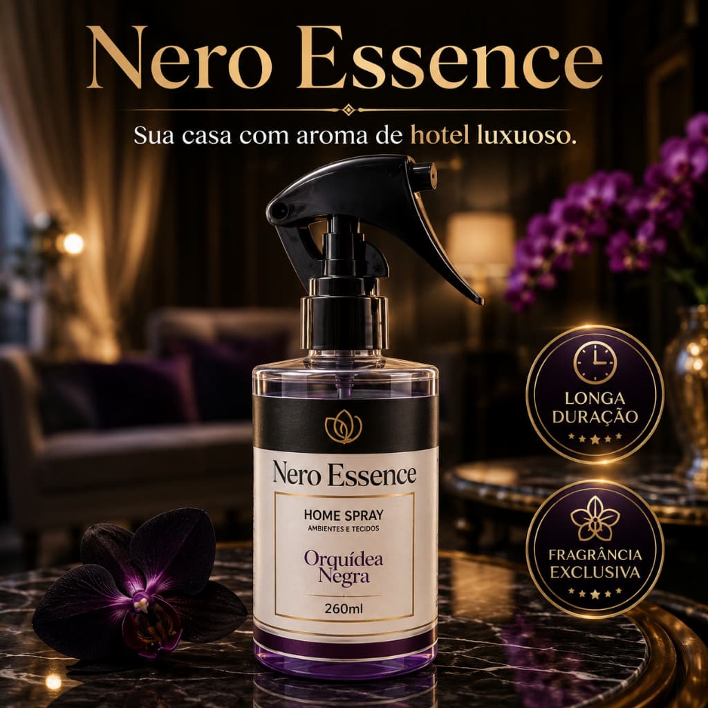 Spray Aromatizante Ambiente e Tecidos Nero Essence Home Orquídea Negra 260ml Perfume Duradouro