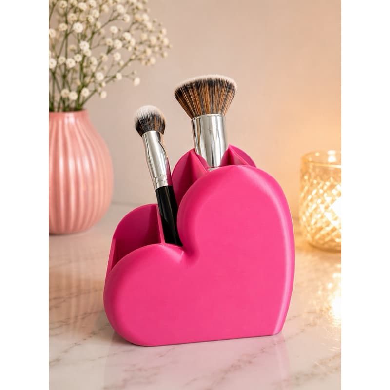 Organizador de Pincéis | Porta Pincel | Porta Organizador | Coração Porta Maquiagem Decorativo 3D 12x12cm