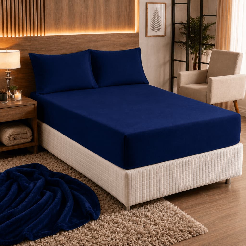 Jogo De Lençol cama Queen Size Flannel 3 Peças Com Fronhas E Elástico Quentinho Para Inverno